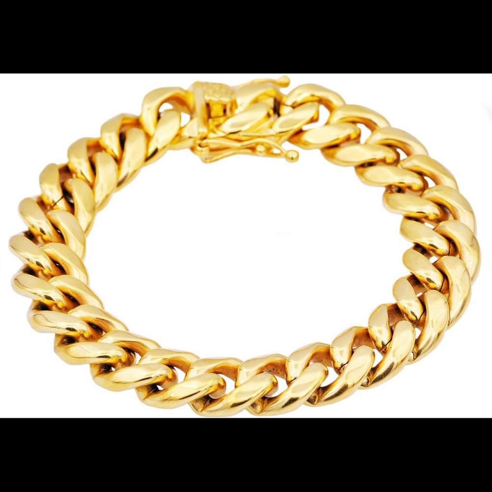 Stainless Steel Gold Plated Miami Cuban Bracelet